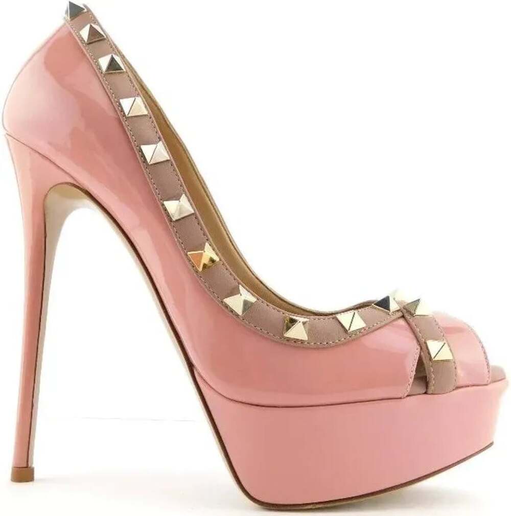 Valentino Garavani Rockstud Peep Toe Platform Heels